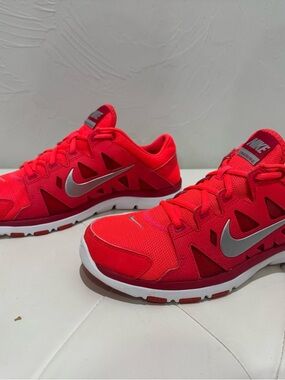 Nike Bright Red Athletic Trainers with Silver Swoosh
